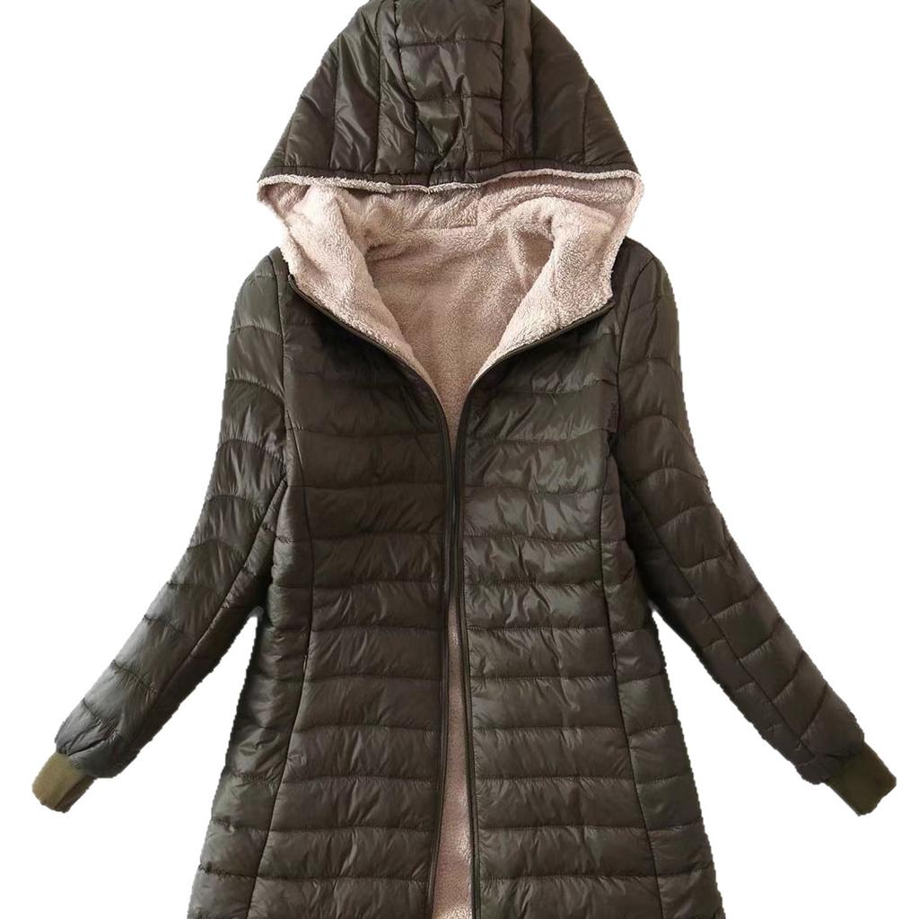 Winter Spring Warm Fleece Lined Hooded Coat Women Long Jacket Plus Size Soft Outerwear Fashion