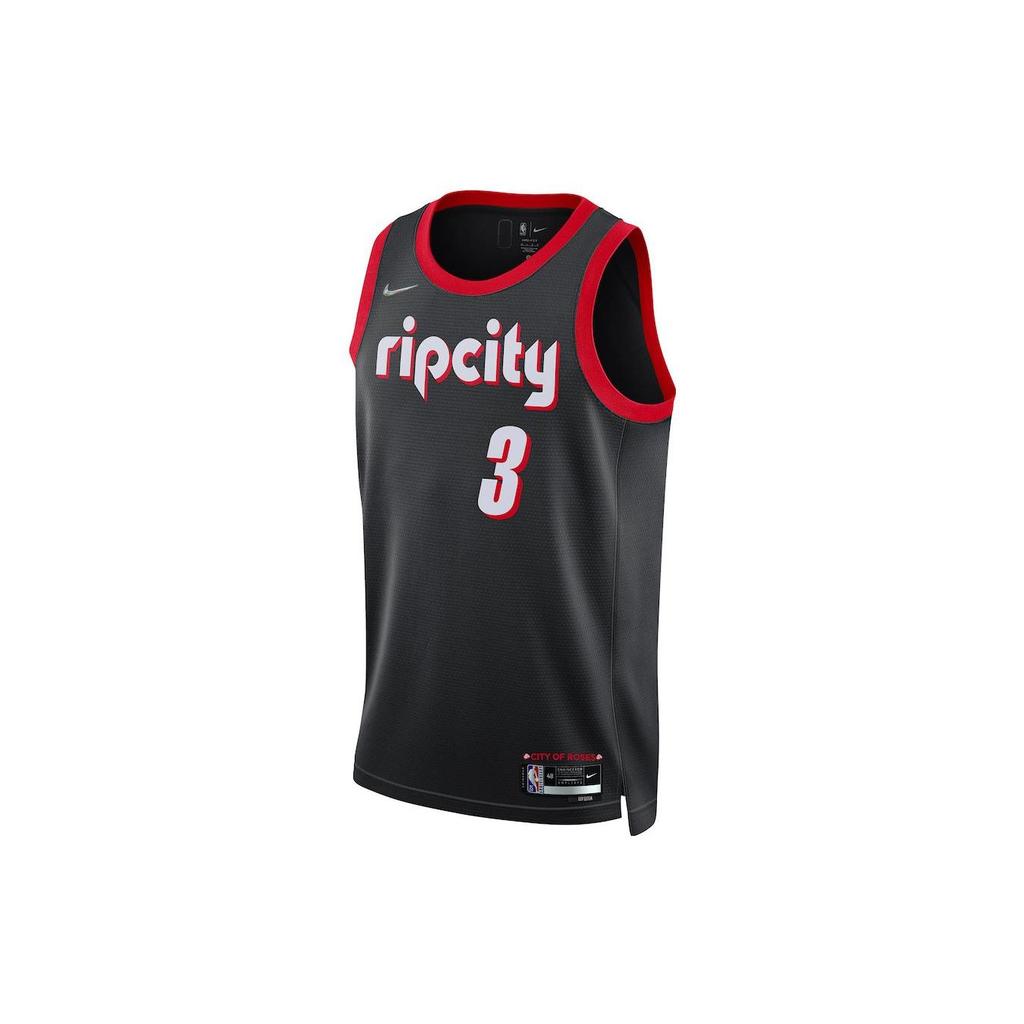 Nike NBA Print Sports Basketball Jersey, Portland Trail Blazers, C.J. McCollum No. 3 Fan Edition Men Tops Black DB4043-012