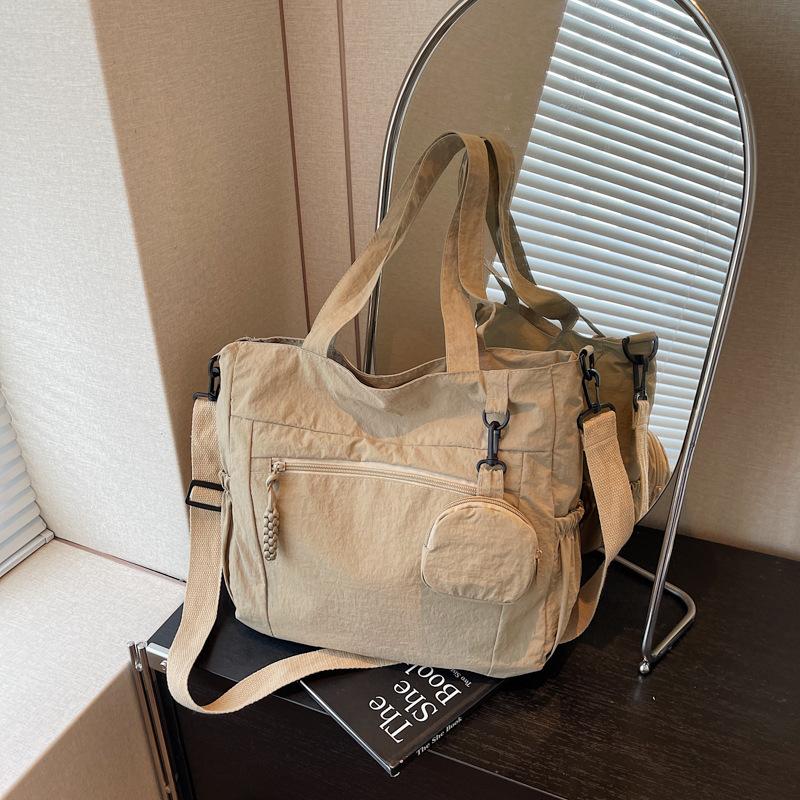 Large capacity cloth bag women's summer new versatile shoulder messenger bag casual college student class tote bag