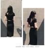 Korean Style Sexy Mid-Length Slit Backless Dress - Polyester Fiber