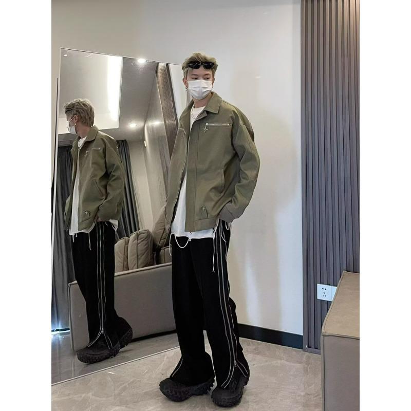 2025 American Retro Men's Workwear Style Metal Zipper Jacket – Trendy, Loose, and Versatile Design