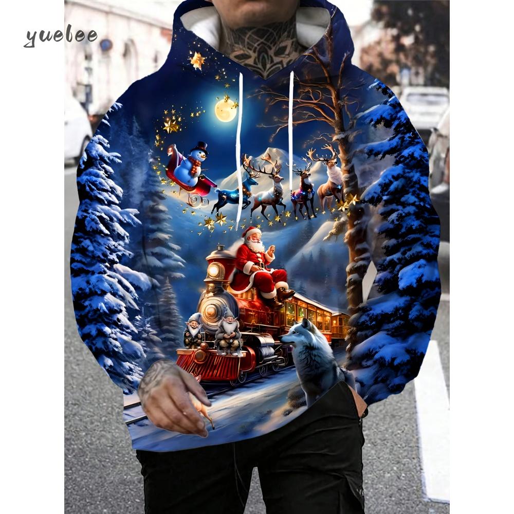 Santa Claus Graphic Print Hoodies Men Women Fashion Christmas Hoodie Sweatshirt Snowman Tracksuits Men clothing Winter Falls