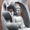 Kreative Heimdekorationen Harz Wasserfall LED-Lichter Brunnen Buddha-Statue Glücksbringer Feng Shui Ornamente Landschaftsdekor