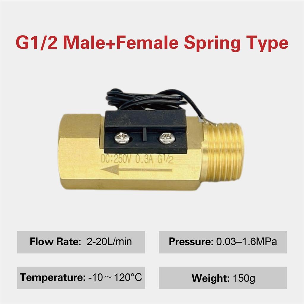 Brass Flow Switch Flow Meter Flowmeter 1.5‑3L/min G1/4 G1/2 Low Flow Water Normally Open Magnetic Spring Sensor Industrial