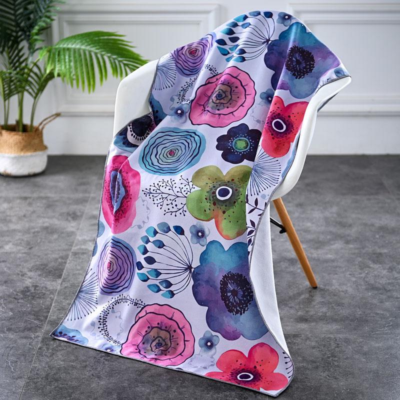 In Stock Large Thick Microfiber Beach Towel Quick-Dry Sun Protection Soft Shawl Printed Bath & Sports Towel