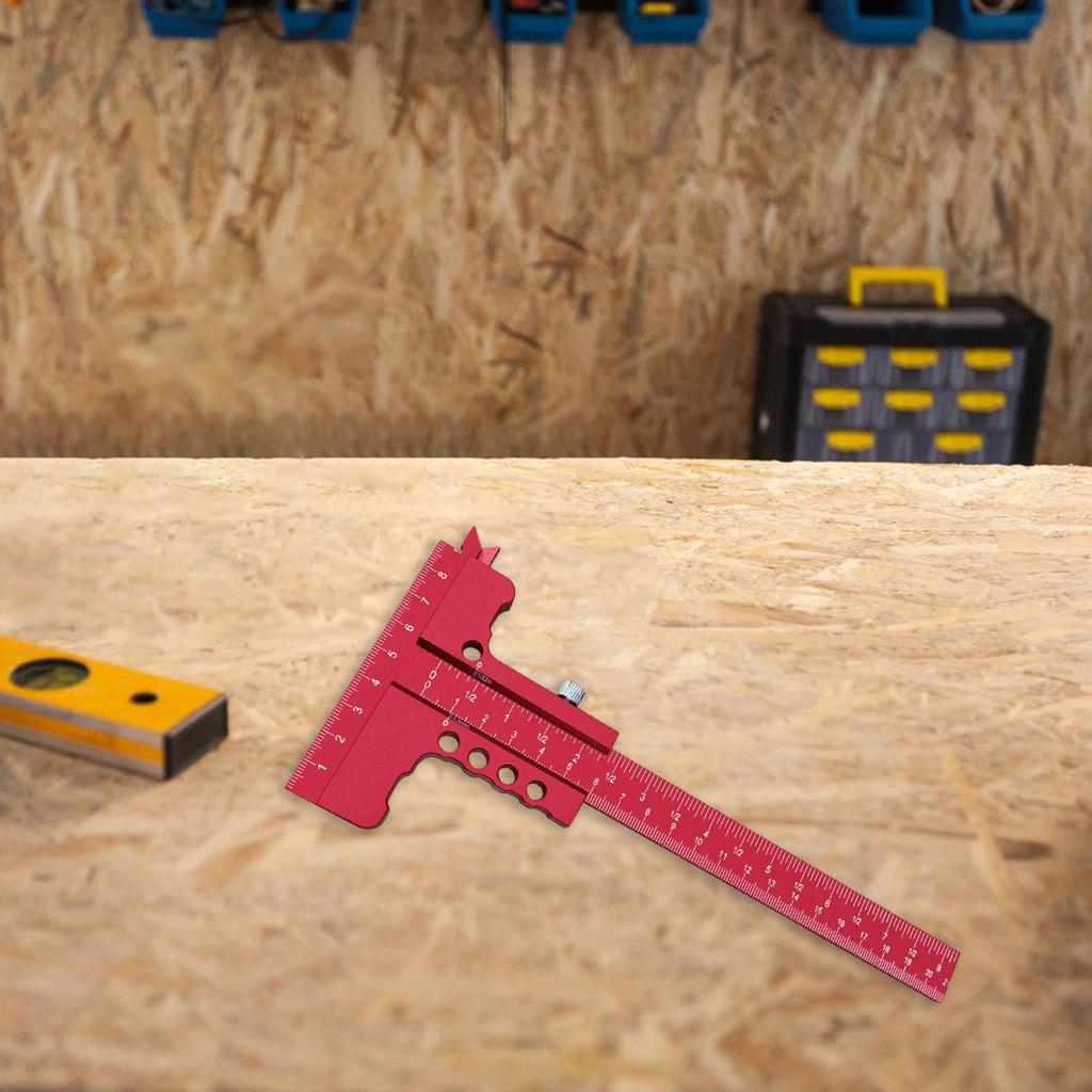 Light Weight Aluminum T Square Measuring Tool T Shaped Slide Ruler Scriber For Woodworking And Model Building
