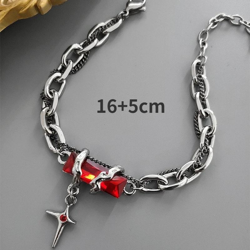 Retro Black Zircon Star Bracelet For Men Women Gifts Trend Titanium Steel Chain New Unisex Goth Jewelry Couple Accessories