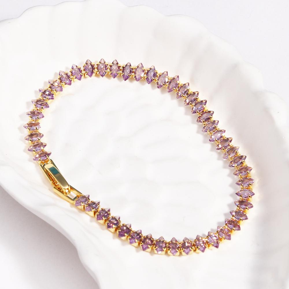 10 Colors Luxury CZ Tennis Cubic Zirconia Gold Silver Color Iced Out Chain Bracelet Bling Jewelry for Women Party Gift