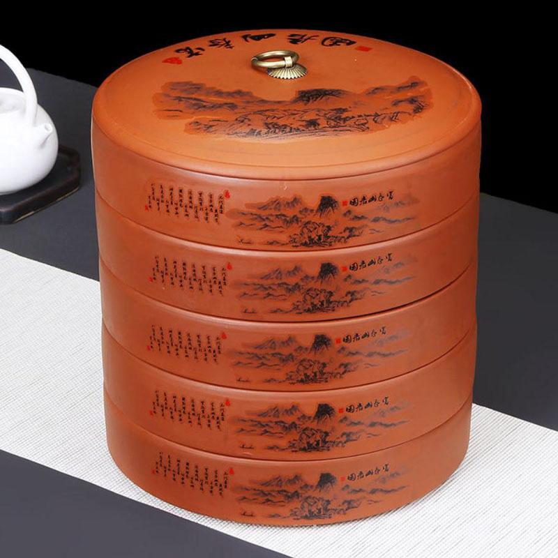 Tea Cake Storage Box Multi-Layer Ceramics Sealed Tank Snack Storage Case Elegant Printing Tea Caddy  Nut Coffee Bean Organizer