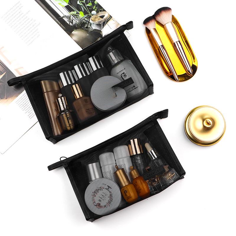 Trendy Transparent Mesh Cosmetic Storage Bag - Internet Celebrity Style