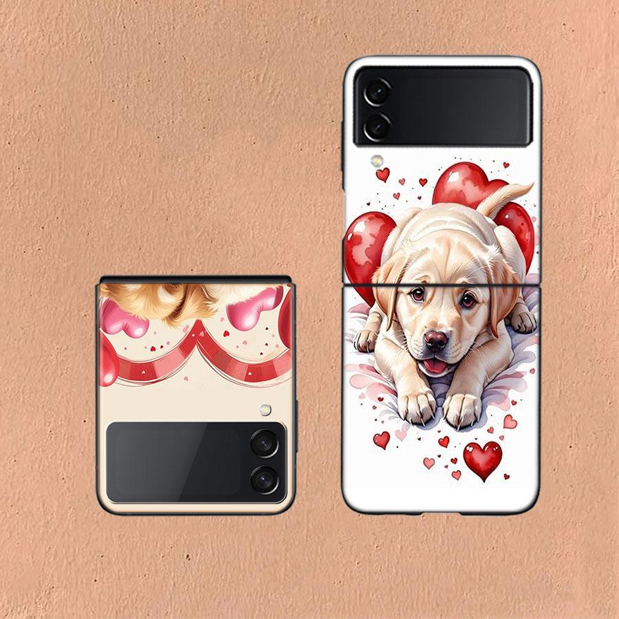 Lovely Puppy Heart Dogs Coque For Samsung Z Flip7 6 Galaxy Case Shockproof Z Flip5 Z Flip3 4 5G Hard Cover Phone TPU PC Hard Fu