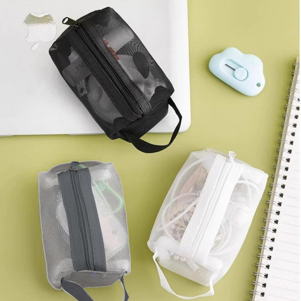 Mehrzweck Atmungsaktiver Quadratischer Netz-Aufbewahrungsbeutel Leichter Mini-Waschbeutel Mini-Reißverschluss-Münzfach Geldbörse mit großem Fassungsvermögen