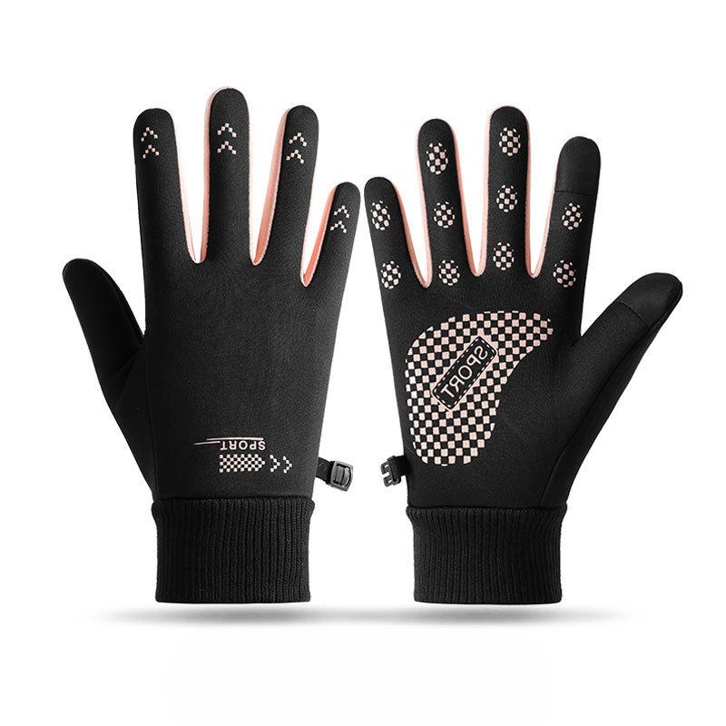 Autumn and Winter Warm Gloves for Women Outdoor Riding and Driving Anti Slip Men's Touch Screen Plus Velvet Windproof Waterproof Cold Proof Gloves