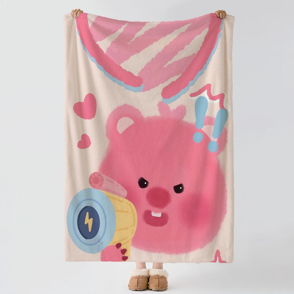 Character LLoopy Throw Soft Warm Flannel Blanket Multiuse Throw for Bed Sofa Office Air Conditioning Nap Blanket