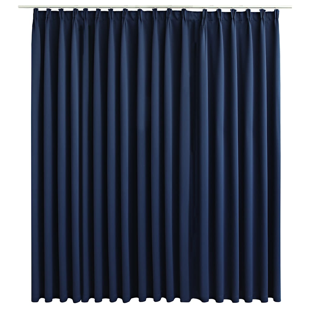 Blackout Curtain with Hooks Blue 290 X 245 Cm