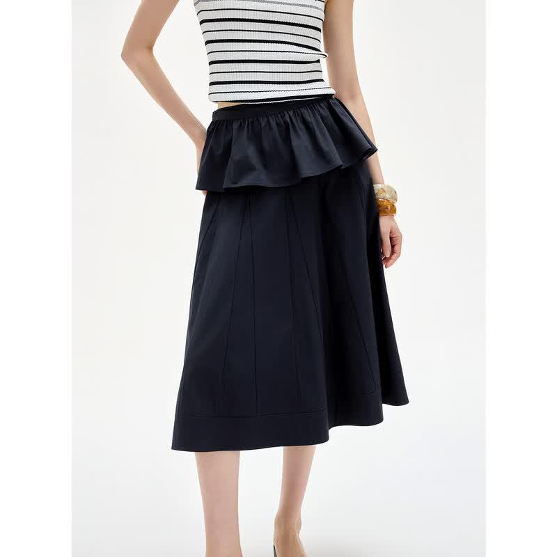 ELLE Modern Ruffle A-Line Midi Skirt