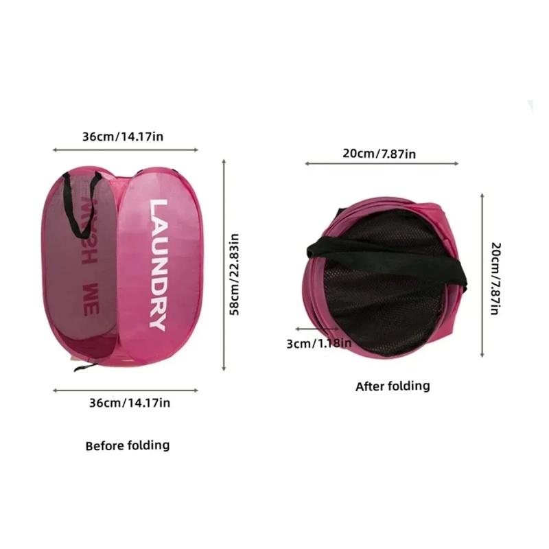 1Pcs Foldable Laundry Hamper With Handles - Collapsible Mesh Fabric Laundry Basket Multi-Functional Durable Space-Saver For Bathroom Bedroom & More