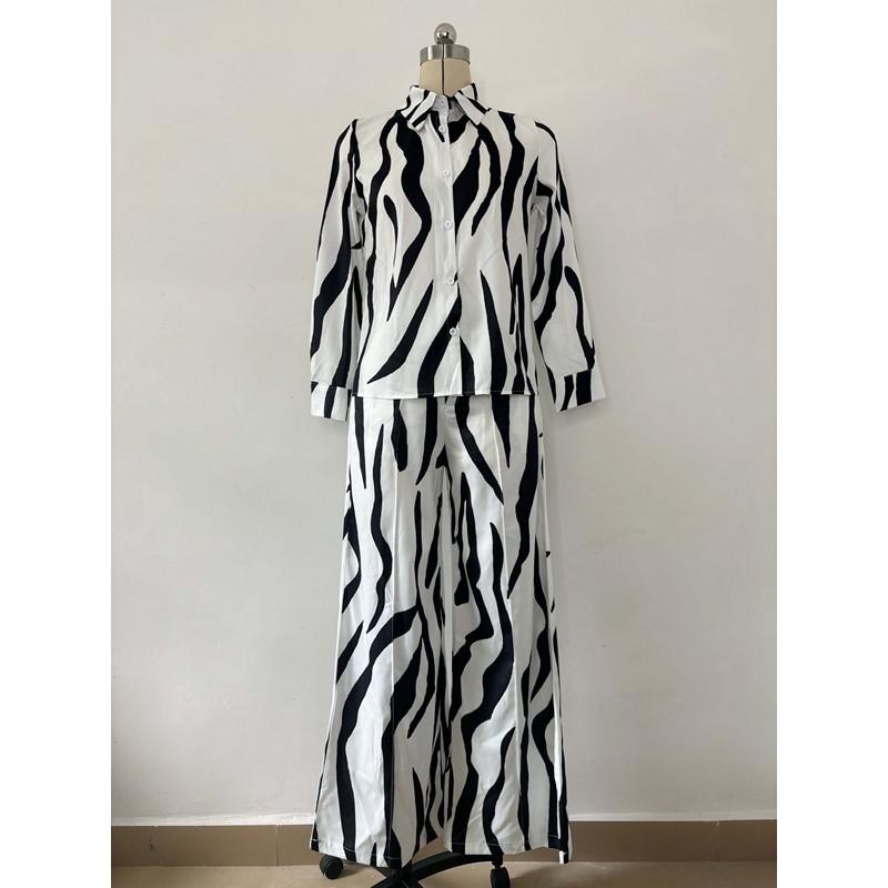 European and American Suit Women's Amazon Autumn Fashion Casual Spring and Autumn Long Sleeve Shirt Trousers Women's Two-Piece Suit