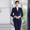 Navy Blue Shawl Collar Women's Slim Fit Business Suit Trousers for Spring and Autumn