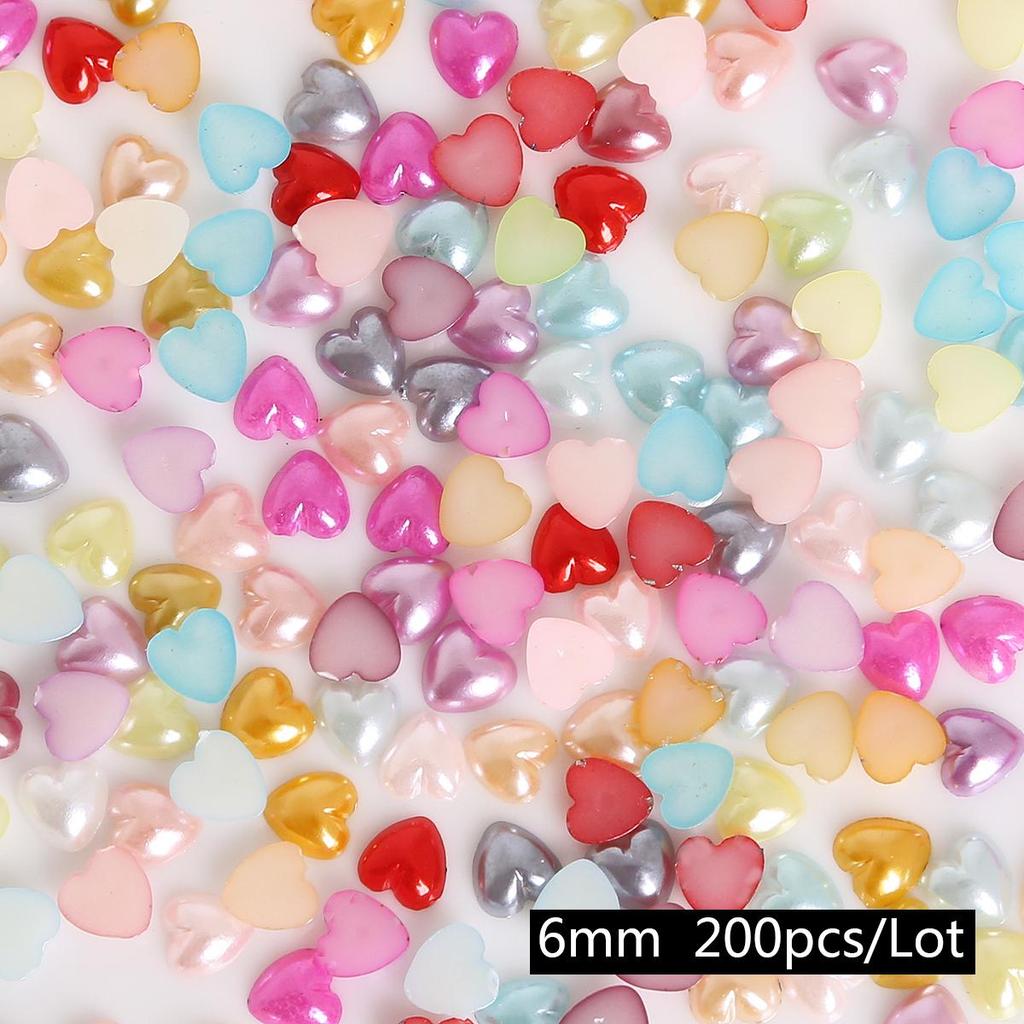 50-300Pcs Flatback Heart Shape Plastic ABS Imitation Pearl Beads For DIY Craft Scrapbook Decoration Apparel Sewing Garment Accessories