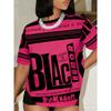 Summer Women Casual Round Neck Short Sleeve Letter Print Simple T-Shirt Daily Wear Graphic Tee Couple Outfits Round Neck T-shirt