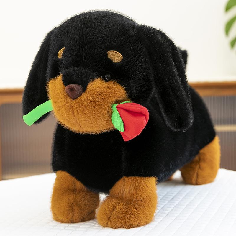 Cute Dachshund Rose Puppy Plush Toy Valentine's Day Gift Sofa Sleeping on Pillow Long Dog Hug Pillow