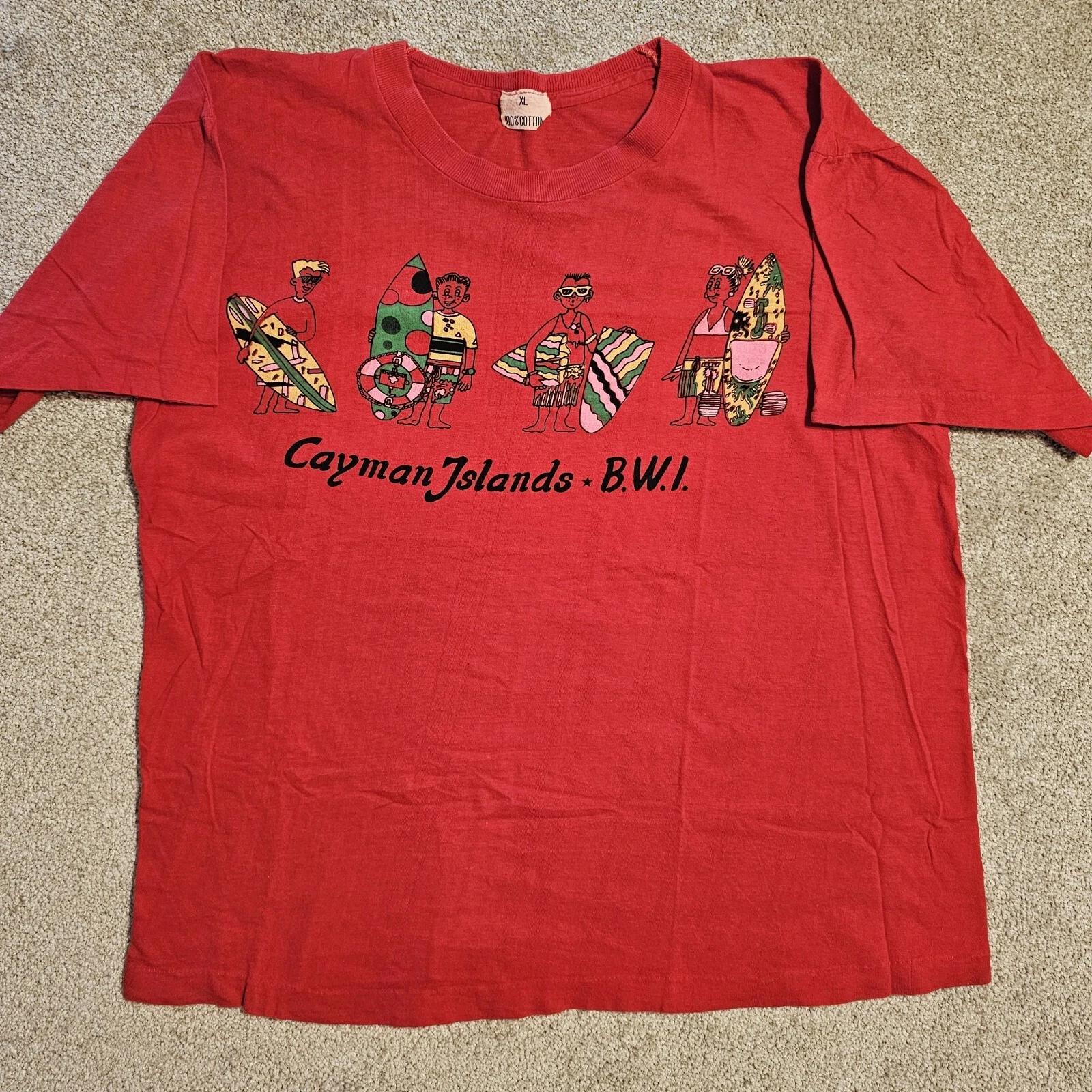 

Vintage 80s Cayman Islands Surf T-shirt Mens L Grunge Island Bikini Tourist Punk S