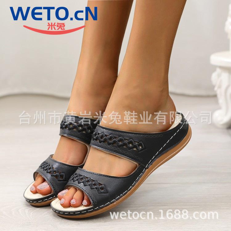 

African medium and large size cool slippers women s simple hollow one-word drag summer outdoor 41 чорний