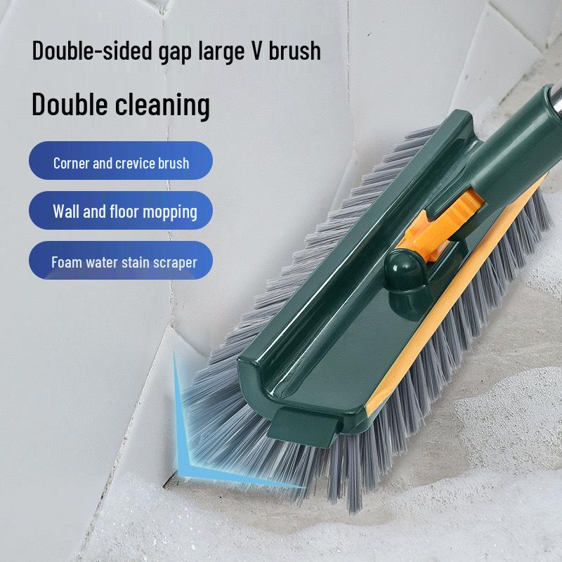 Rotatable Hard Bristle Bathroom Floor Scrubbing Brush for No-Gap Cleaning