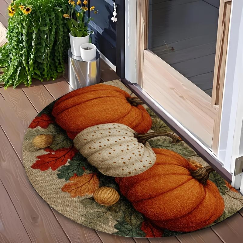Halloween Pumpkin Black Cat Doormat Non Slip Washable Welcome Rug for Front Porch Entryway Holiday Decor
