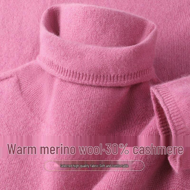 SNOWFLYING Pulover tricotat pentru femei, cu guler înalt, 30% cașmir și lână de miel