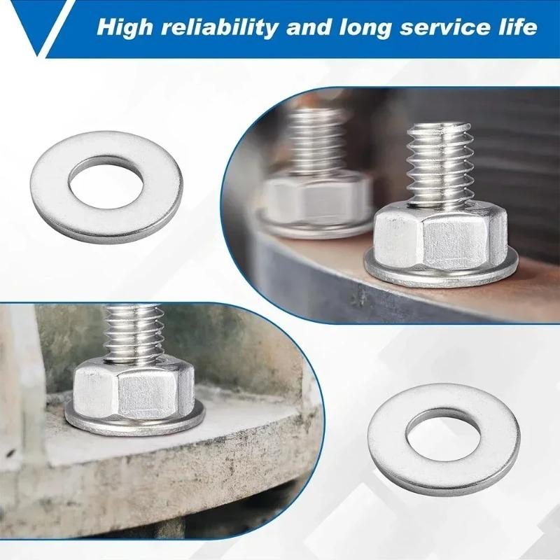80-360Pcs Stainless Steel Washer Assortment Kits Metal Screw Flat Washers Rings Plain Gaskets Fasteners for Screws Bolts M2-M12