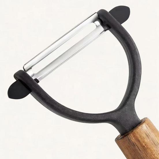 Stainless Steel Vegetable Peeler with Acacia Wood Handle, Ergonomic Potato Cutter for Fruit Carrot Cucumber, Kitchen Multifunctional Tool
