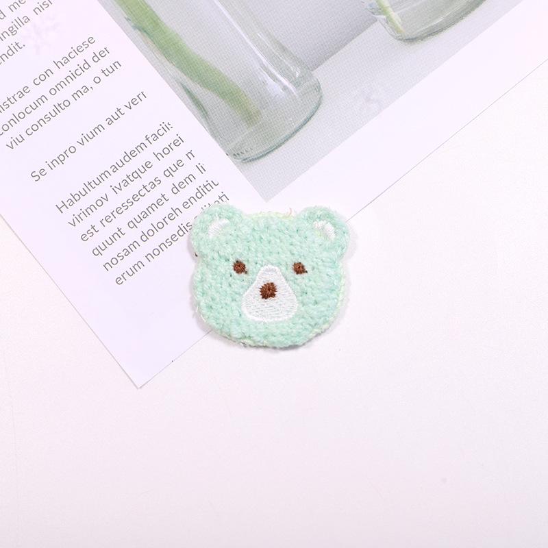 Cartoon Bear Woolen Headdress Patch - Small Embroidered Applique for Clothing