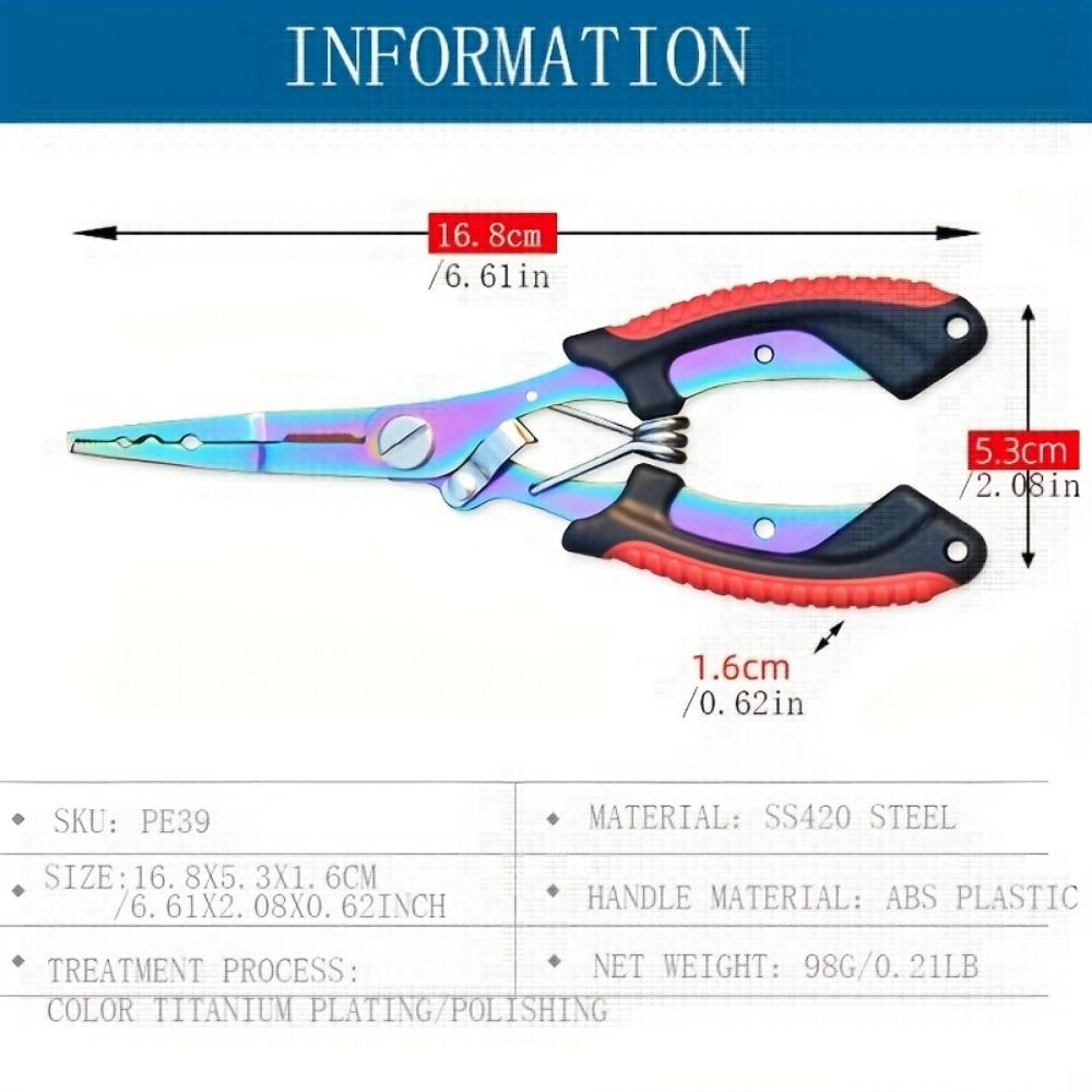 Spot Edelstahl Farbe Titan Zweifarbige Hawkbill Fischkontrollzange, Hakenpicking, Angelzange, Multifunktionale Luya-Zange