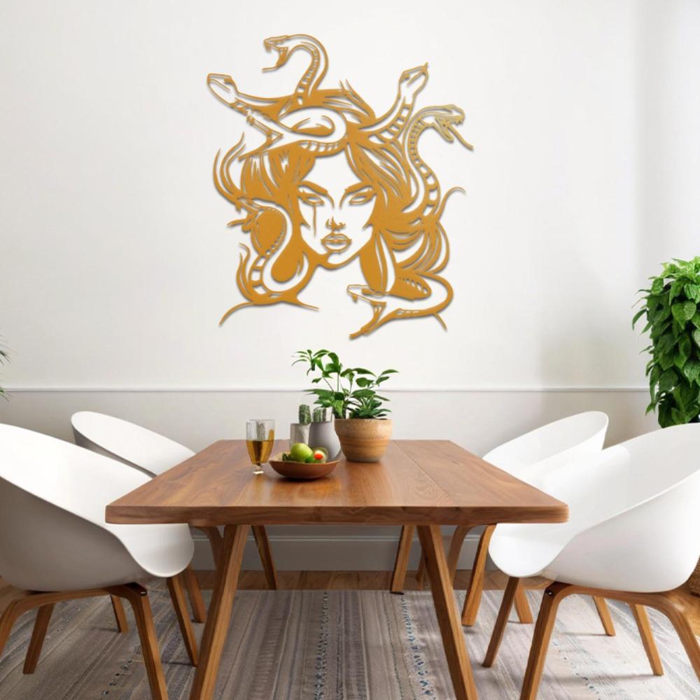

Medusa Head Metal Wall Art 15.75 Inch Gothic Sculpture Indoor Outdoor Decor Length: 15.75 inches/40 cm