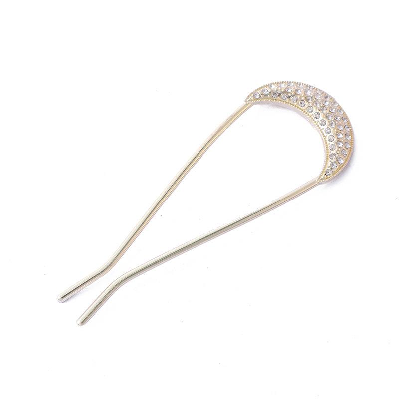 Retro High-End Rhinestone U-Shaped Hairpin, Women'S Jewelry, Back Of The Head, Ball Head, Disc Hair Artifact, Plug Comb, Simple Hair Accessories