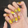 Glitter Cat Eye Press On Nails Yellow Ellipse Shape Short Gel Glue On False Nails Full Cover Stick On Nails Reusable Fake Nails Acrylic for Women