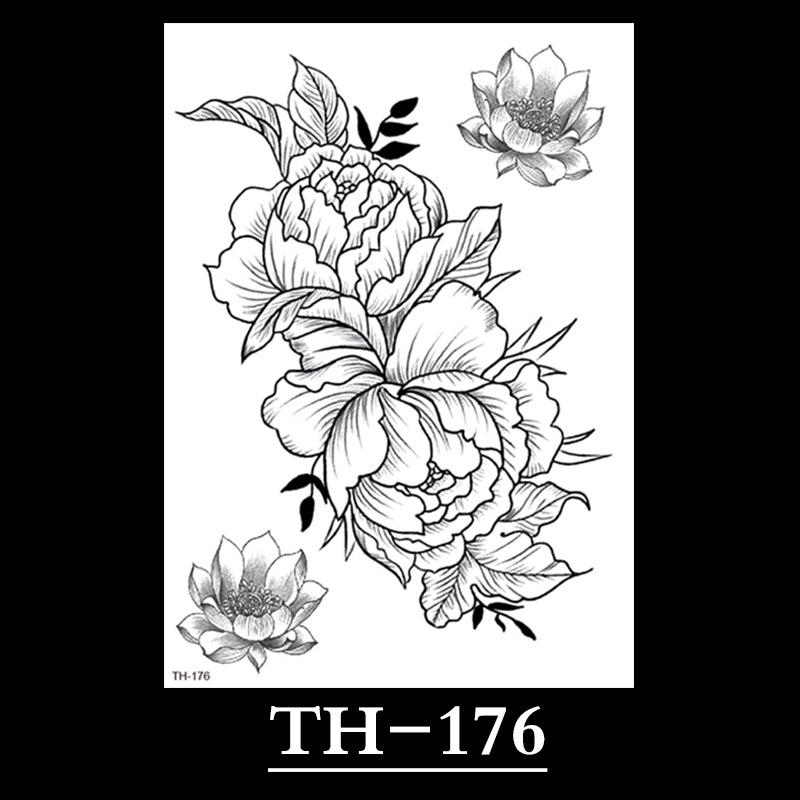Flower Arm Tattoo Sticker, Half Arm Waterproof Tattoo Sticker, Sketch Line Tattoo Sticker Tattoo