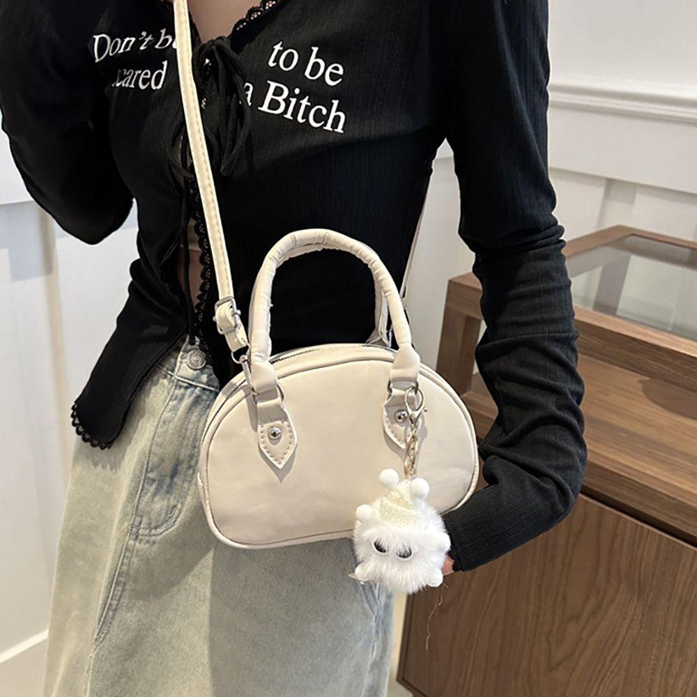 Women New Fashion with Free Pedant PU Shoulder Bag Y2k Casual Adjustable Crossbody Bag Vintage Squared Handbag Girl Lady Gift