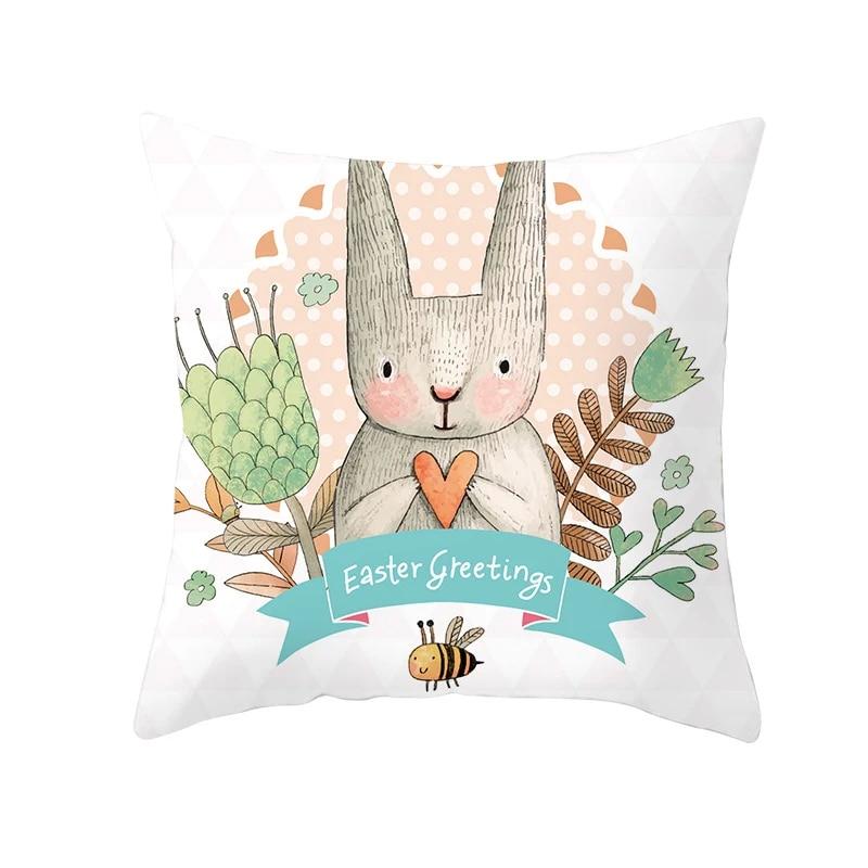Easter Decorative Pillowcase Cartoon Rabbit Pillowcase Egg Print Cushion Cover Living Room Sofa Cushion Cover Home Decoration