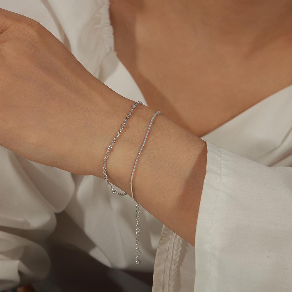 18K Gold-Plated Korean Style Double Layer Titanium Steel Bracelet for Women