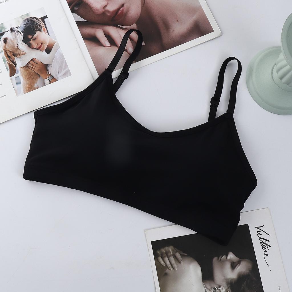 Small suspenders, beautiful back underwear, women's steel-free bra, open back, ice silk tube top with fixed chest pad, integrated chest wrapping base
