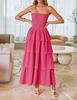 European and American women's clothing popular sleeveless off-the-shoulder pleated layered tube top long vest skirt