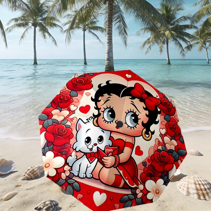 Betty Boop Print Umbrella Automatic Opening/ Closing - Portable Foldable Design - Daily use for Travel/Outdoor - Gift for Birthday