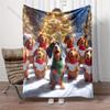 Dachshunds Singing with Christmas Trees Pattern Blanket Flannel Material Soft Warm for All Seasons For Home Outdoor Camping