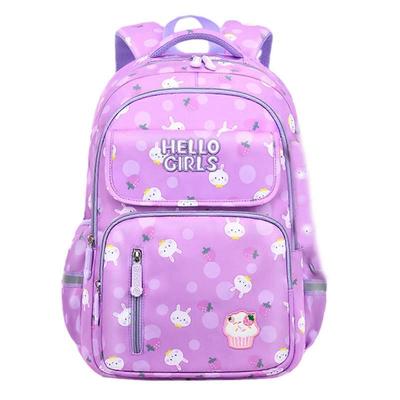 2023 Kid Bag School Bag Girls Schoolbag Splashproof Backpack Cute Cartoon Shoulder Bag Elementary Daypack School Supply  Purple