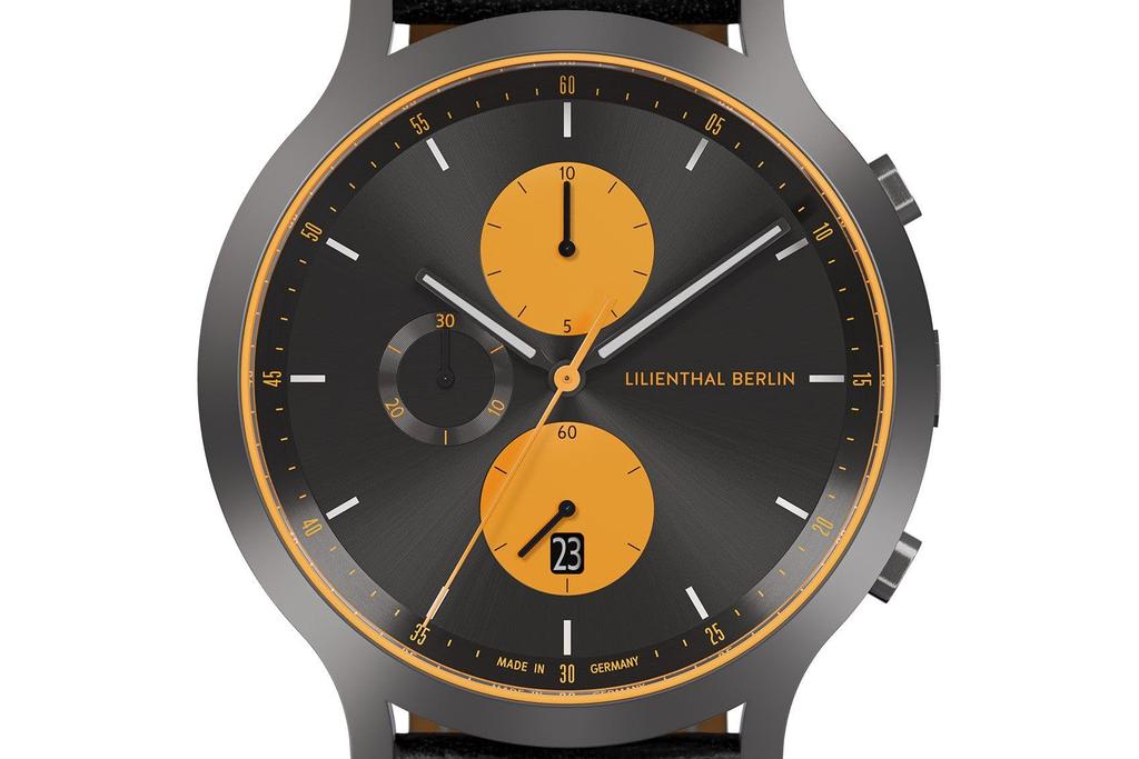 Lilianthal Berlin Chronograph Watch with Date Made In Black Men's Display, Germany, C01-115-B004F,