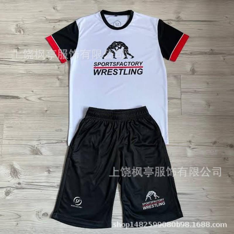 Mens Sporty MMA Training Set Short Sleeve T-Shirt Shorts Mesh Athletic Wear Lightweight Gym Workout Outfit