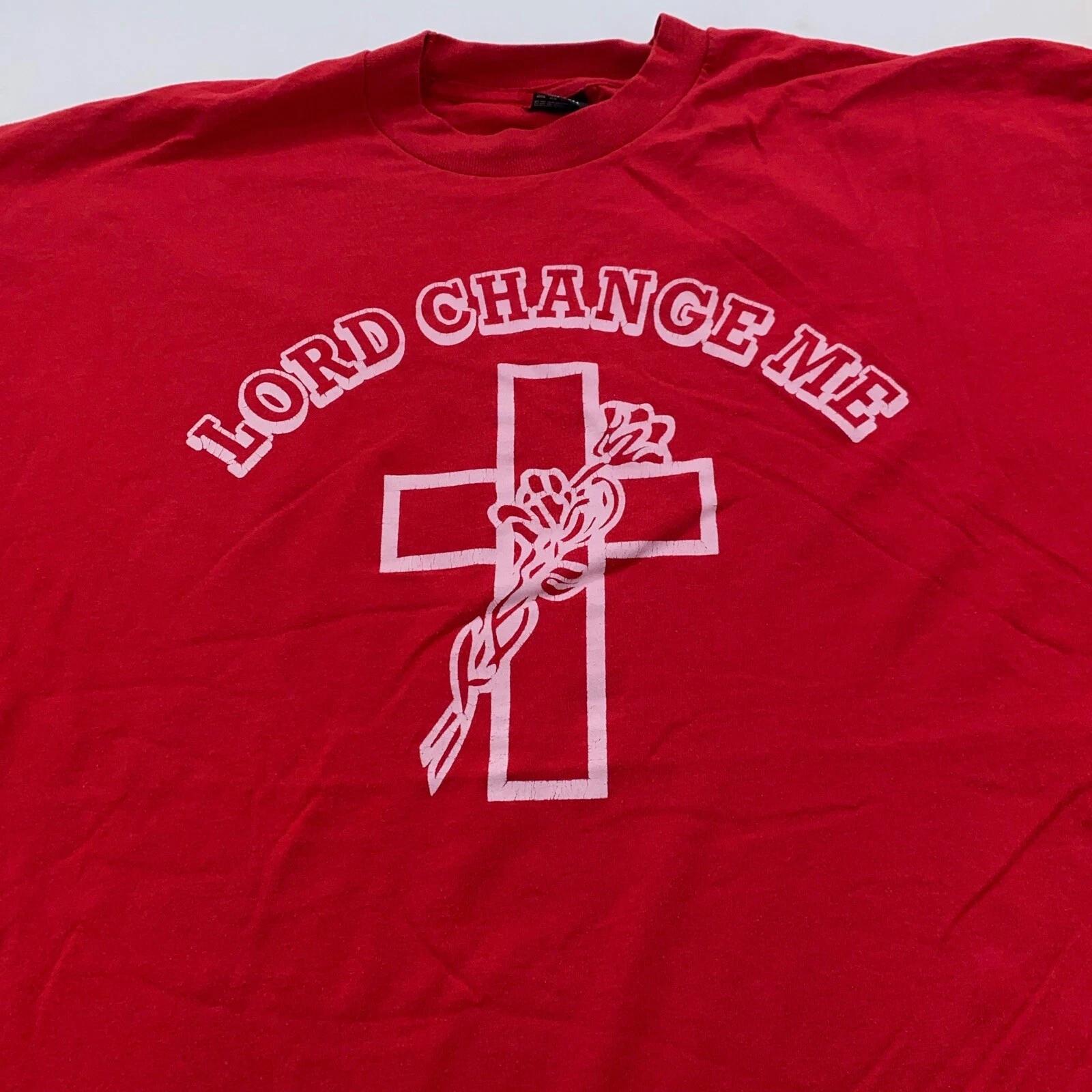 vintage 80s LORD CHANGE ME T-Shirt 2XL god christ christian crucifix soft thin S